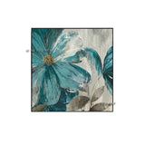 Hand Painted Abstract Blue Flowers Minimalist Modern Decorative