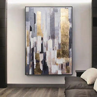 Hand Painted Abstract Wall Art City Building Minimalist Modern On Canvas Decorative