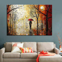 Hand Painted Characters Knife Street Landscape Oil Painting Canvas s