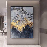 Art Purple Blue Gray Yellow Abstract Canvas Hand Painted Painting Artwork