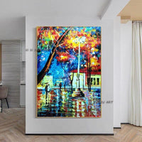 City Street Landscape Abstract Canvas Painting Wall Art Bedroom