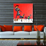 Red Hand Painted Modern Animals Beaut Landscape Wall Painting For Room Abstract On Canvas Hang Oil Paintings