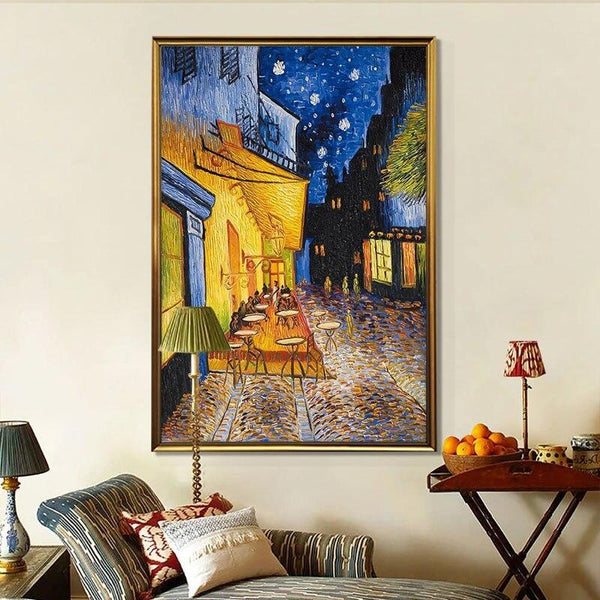 Hand Painted Van Gogh Famous Oil Painting Cafe Terrace At Night Canvas Wall Art Decoration