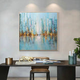 Abstract City Landscape Oil Painting Hand Painted on Canvas Modern Wall Art Building Posters