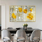 Hand Painted Handmad Oil Painting Impression Yellow Flowers Abstract