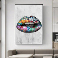 Hand Painted Oil Paintings Modern Street Art Sexy Lips Abstract Room Decorations