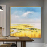 Hand Painted Country View Canvas Oil Painting Modern Artwork Thick Creative Oil Drawing