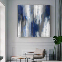 Hand Painted Abstract Blue Oil Painting On Canvas