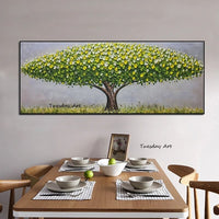 Hand Painted Oil Painting On Canvas Knife Green Tree Palette 3D Paintings Modern Abstract Wall Art