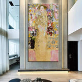 Hand Painted Classic Gustav Klimt Tear Portrait of Maria Munk 1918 Abstract Oil Painting Wall Art Room Decor