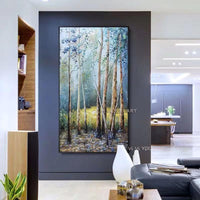 Hand Painted Knife Abstract Tree Landscape on Canvas Wall Art artwork