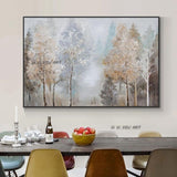 Decorative Abstract Autumn Trees Hand Painted On Canvas For Living