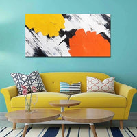 Modern painting Hand Painted Abstract Yellow Orange Canvas painting for Bedroom