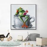 Hand Painted Canvas Oil Paintings Cute Funny Frog Modern Abstract Animals Wall Art Kids Room Decor As