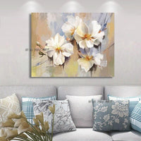 Hand Painted Abstract White Flower Art On Canvas Wall Art Wall Adornment Painting