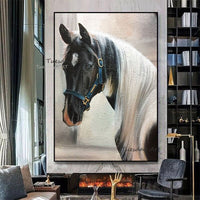 Hand Painted Art Oil Painting Modern Vertical Canvas Horse Paintings on the Wall Canvas