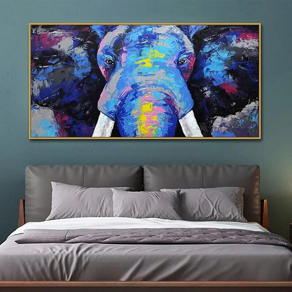 Hand Painted Oil Painting Decorative Ornament Hand Painted Canvas Animal Abstract Elephant