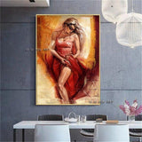 Handmade Beautiful Oil Painting Portrait Painting Spanish Girl Modern Canvas Painting (hand painted)