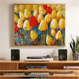 Handmade Modern Abstract Oil Painting Romantic Flower Tulip Canvas Painting (hand painted)