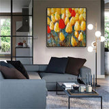 Handmade Modern Abstract Oil Painting Romantic Flower Tulip Canvas Painting (hand painted)