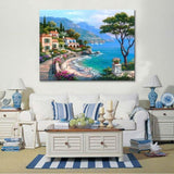 Mediterranean villas at the sea Seascapes painting (hand painted)