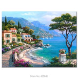 Mediterranean villas at the sea Seascapes painting (hand painted)