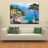 Mediterranean villas at the sea Seascapes painting (hand painted)