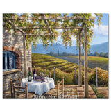 Mediterranean garden landscape painting wall picture painted on the canvas (hand painted)