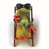Abstract Modern Art Sunbathing Mr. Frog Lovely Animal Painting On Canvas