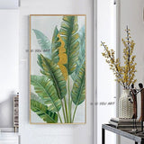 Hand Painted Abstract Canvas Tropical Banana Leaf Decoration Modern Wall Art