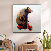 Hand Painted Modern Animal Abstract Decorative Lovely Bear Oil Painting On Canvas Decor As