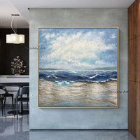 Nature Seascape Cloud Ocean Sea Sky Landscape Hand Painted Canvas Painting Wall Art