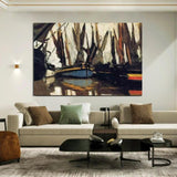 Hand Painted Monet Fishing Boats (study) 1866 Modern Abstract Landscape Wall Art Oil Painting Decoration