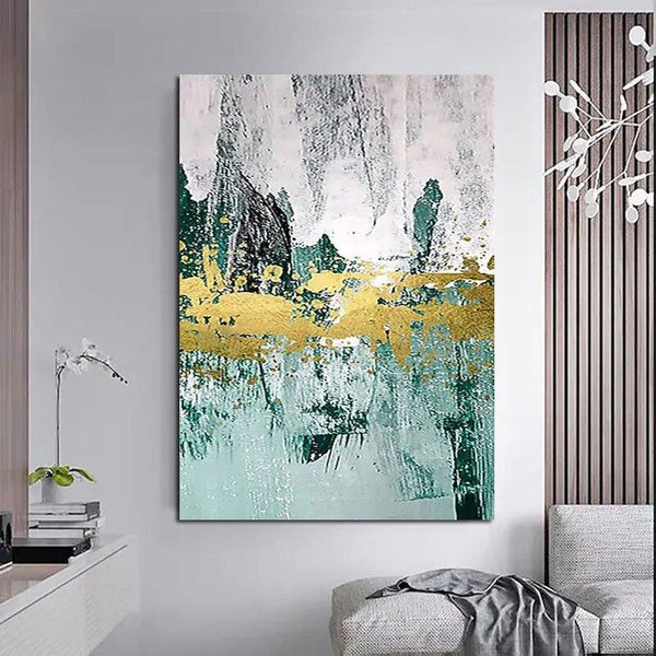 Hand Painted Golden Abstract Canvas Oil Painting Art Wall Mural For Modern Home Decor