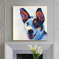 Hand Painted Abstract Dog Cartoon Animal Oil Painting On Canvas Modern