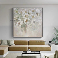 Hand Painted Abstract Golden Flowers Minimalist Modern On Canvas Decorative For Living