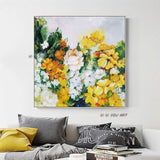 Hand Painted Abstract Flower Art On Canvas Wall Art Decoration