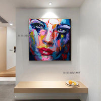 Artist Hand Painted Painting on Canvas Nielly Style Francoise Abstract Portrait Women Blue Face Oil Painting