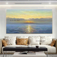 Hand Painted Morandi landscape Sunset Seascape Modern Style Office Decoration Canvas Painting Wall Art Mural