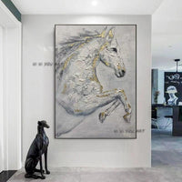 Hand Painted Abstract Wall Art Horse Minimalist Decorative Modern On Canvas