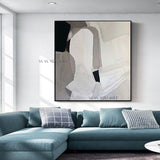 Art Light Luxury Pure Hand Black White And Gray Abstract Painting Dedroom Independent Spacedecorative