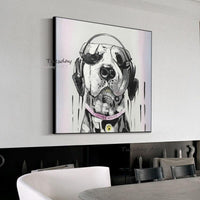 Hand Painted Oil Panitngs Modern Cool Animal Dog Abstract Canvas Painting Hand Painted Children's Room Decor