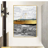 New Hand Painted Oil Paintings Abstract Modern Reconstruction Gold Foil Decoration Art Canvass