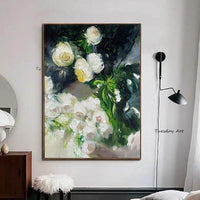 Hand Painted Canvas Oil Paintings Modern Wedding Decor Knife Flower Wall Art