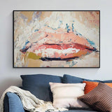 Modern Hand Painted Pink Lip Sexy Mouth Canvas Oil Painting work Modern