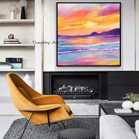 Hand Painted Oil Painting Abstract Seascape Beach Scenery Canvas Wall Art Show Pieces For Wall Decoration