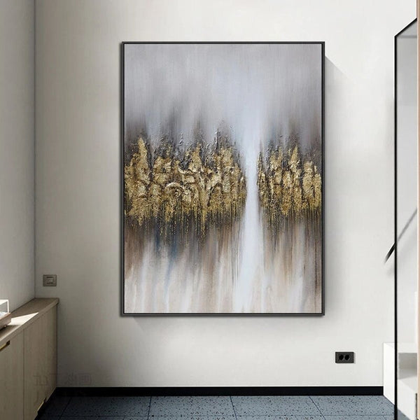 Oil Painting Hand Painted Abstract Gold Foil On Canvas Hand Painted Beautiful Colors Impression Landscape Room Living Decor