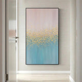 Big Abstract Hand Painted Pink and Blue Canvas Oil Painting