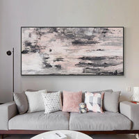 Canvas Oil Painting Hand Painted Art Modern Pink and White Gray Marble Texture Canvas Painting Room Decor