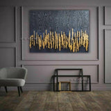 Hand Painted Abstract Black and Golden Canvas Wall Art Minimalist Modern Decoration